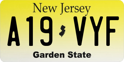 NJ license plate A19VYF