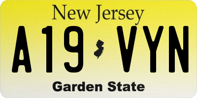 NJ license plate A19VYN