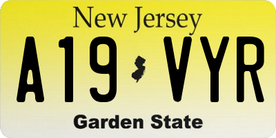 NJ license plate A19VYR