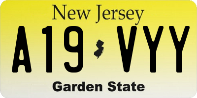 NJ license plate A19VYY