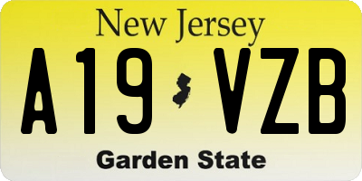 NJ license plate A19VZB