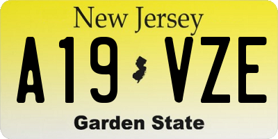 NJ license plate A19VZE