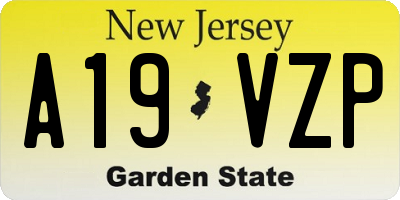NJ license plate A19VZP