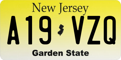 NJ license plate A19VZQ