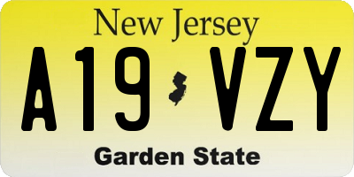NJ license plate A19VZY