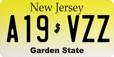 NJ license plate A19VZZ