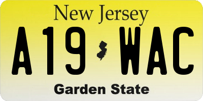 NJ license plate A19WAC