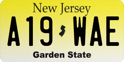 NJ license plate A19WAE