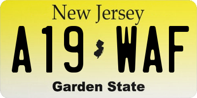 NJ license plate A19WAF