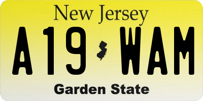 NJ license plate A19WAM
