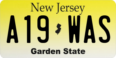 NJ license plate A19WAS