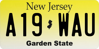 NJ license plate A19WAU
