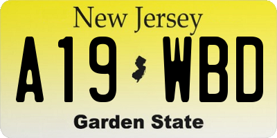 NJ license plate A19WBD
