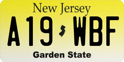 NJ license plate A19WBF