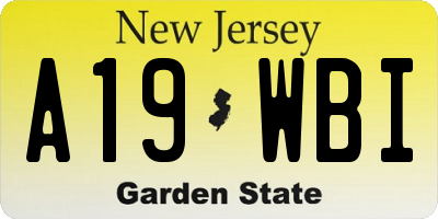 NJ license plate A19WBI