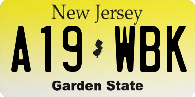 NJ license plate A19WBK