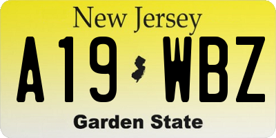 NJ license plate A19WBZ