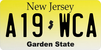 NJ license plate A19WCA