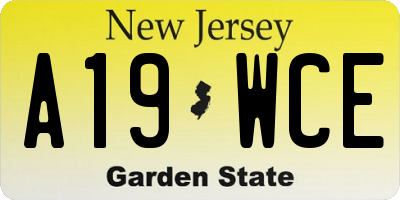 NJ license plate A19WCE
