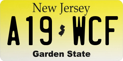 NJ license plate A19WCF