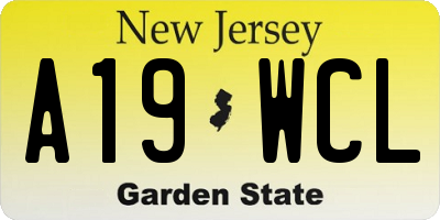 NJ license plate A19WCL