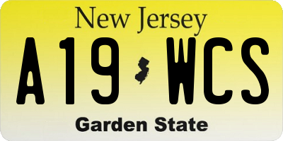 NJ license plate A19WCS