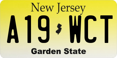NJ license plate A19WCT