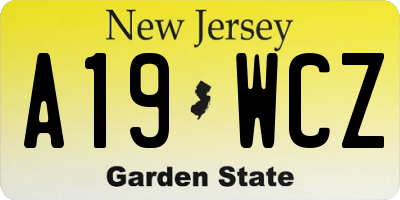 NJ license plate A19WCZ