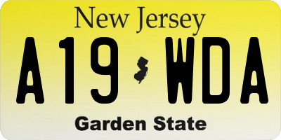 NJ license plate A19WDA