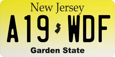 NJ license plate A19WDF
