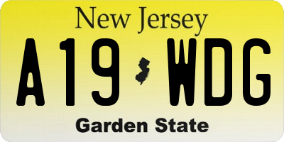 NJ license plate A19WDG