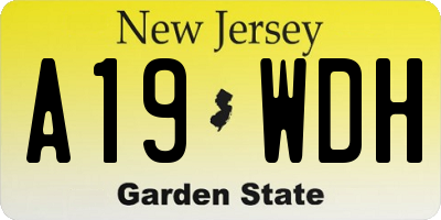 NJ license plate A19WDH