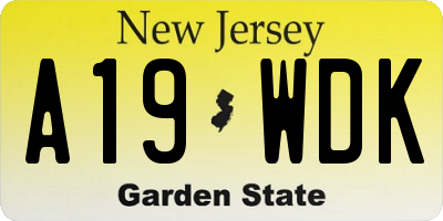 NJ license plate A19WDK
