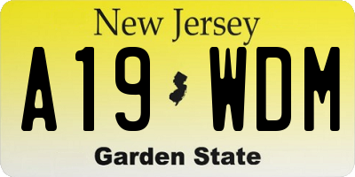 NJ license plate A19WDM