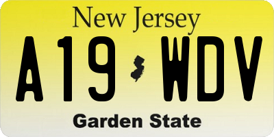NJ license plate A19WDV