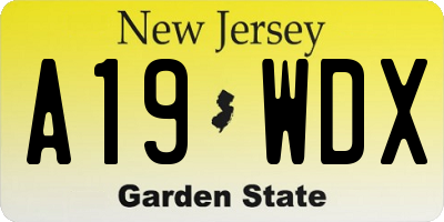NJ license plate A19WDX