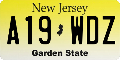 NJ license plate A19WDZ