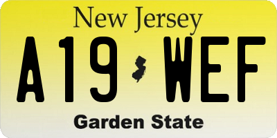 NJ license plate A19WEF