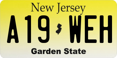 NJ license plate A19WEH