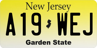 NJ license plate A19WEJ