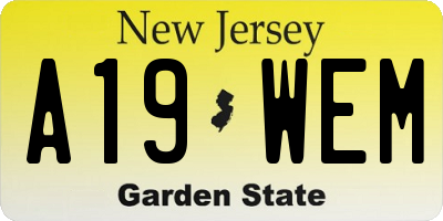NJ license plate A19WEM