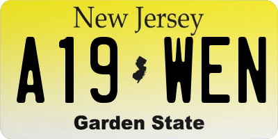 NJ license plate A19WEN