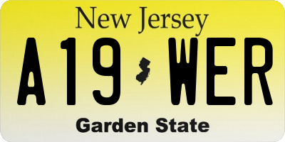 NJ license plate A19WER