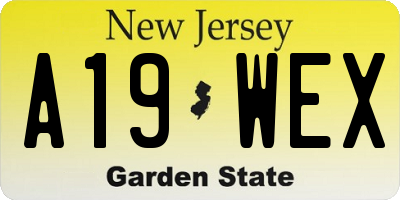 NJ license plate A19WEX