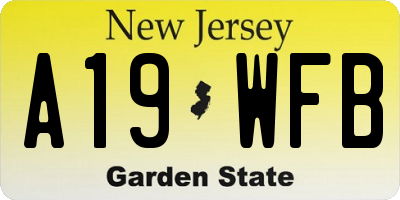 NJ license plate A19WFB