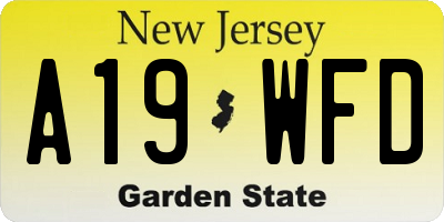 NJ license plate A19WFD