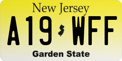 NJ license plate A19WFF