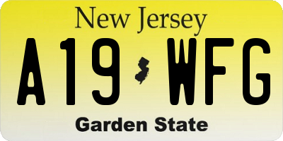 NJ license plate A19WFG