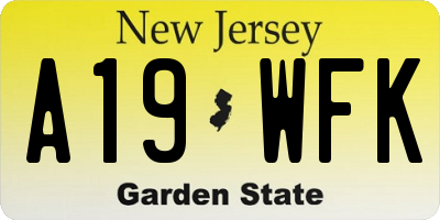 NJ license plate A19WFK