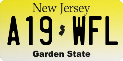 NJ license plate A19WFL